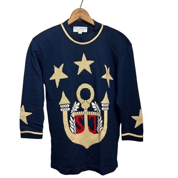 Vintage St. John Sweater Nautical Santana Knit Sz. P (XS/S) - Picture 1 of 7